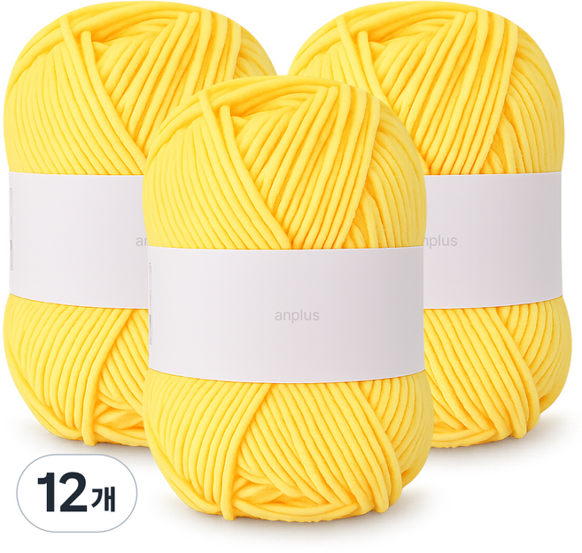 앙플러스 퐁실한 구름 뜨개실, 레몬커스타드, 12개