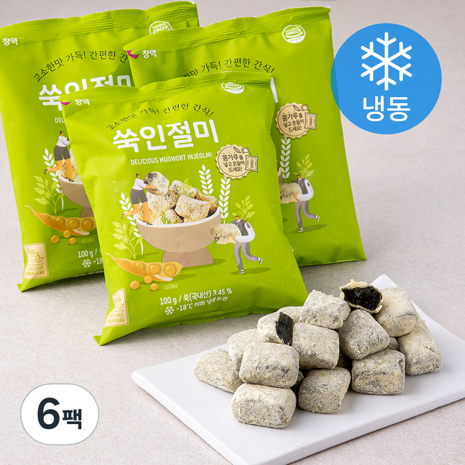 창억떡 쑥인절미 (냉동), 100g, 1개입, 6개