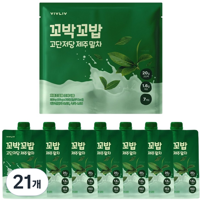 Kkobakkobab 體態輕盈高蛋白奶昔 濟州抹茶風味, 21個, 40g