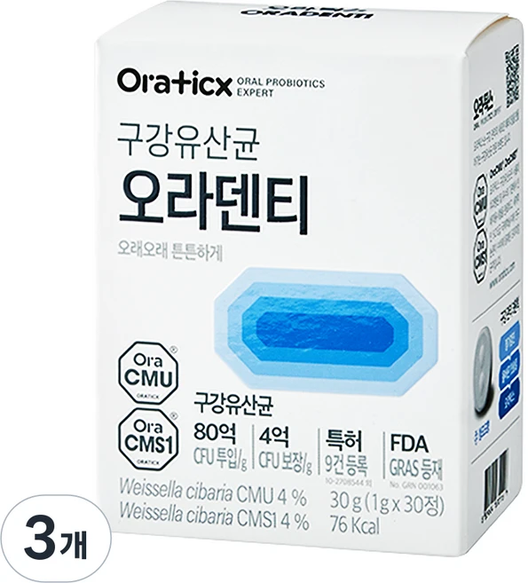 오라틱스 구강유산균 OraCMU 오라덴티 30g, 30정, 3개 - 쿠팡