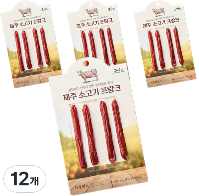 제주별식 강아지 프랑크 져키 4개입, 소고기, 40g, 12개