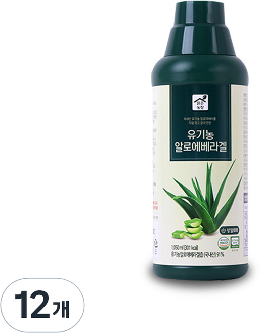 맑은농장 유기농 알로에베라 겔, 1.05L, 12개