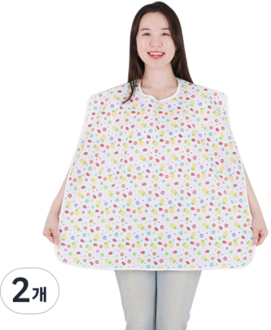 클린유니폼 방수 성인용 턱받이 목걸이형, 과일, 2개