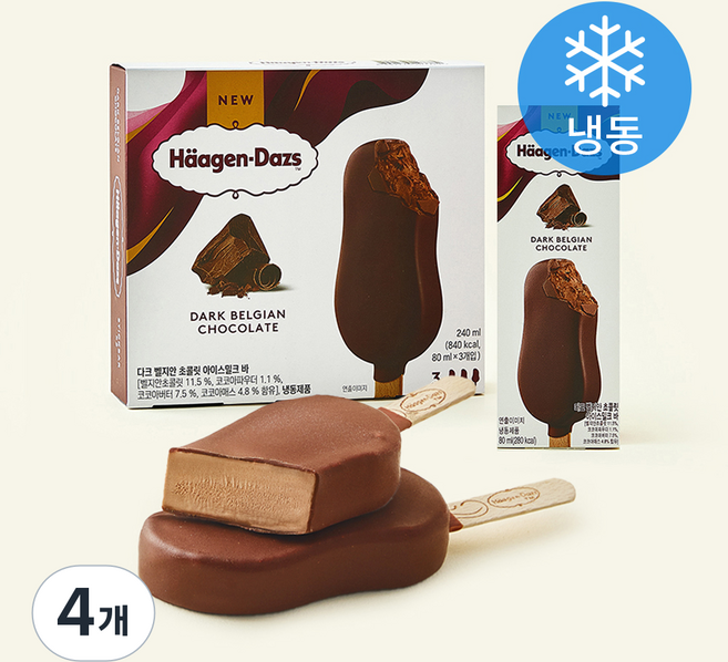 하겐다즈 멀티바 다크 벨지안 초콜릿 (냉동), 4개, 3개입, 80ml