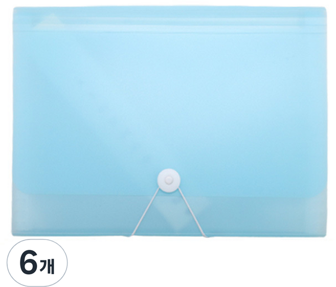 코히모 아코디언 파일 13분류 클리어 인덱스 케이스 4W149, 6개, 반투명 스카이블루