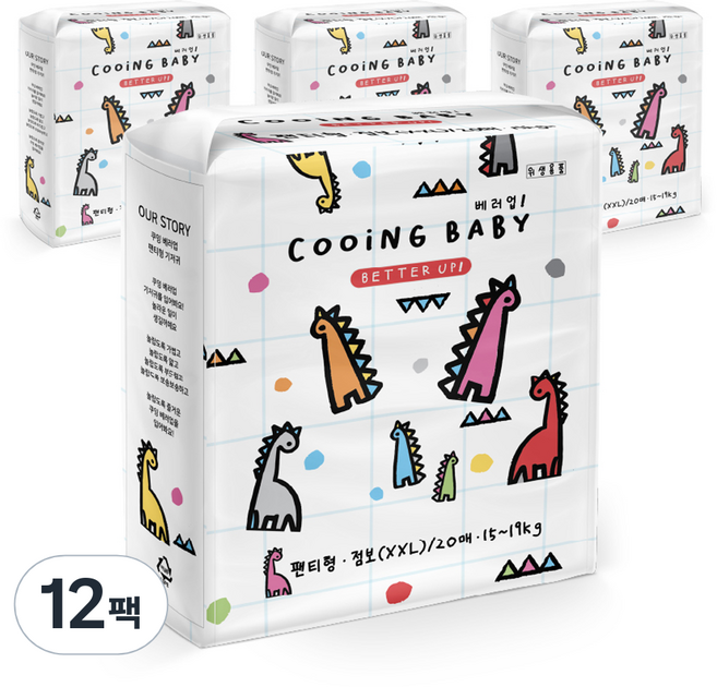 Cooing 베러업 팬티형 기저귀, 점보형(2XL), 240매
