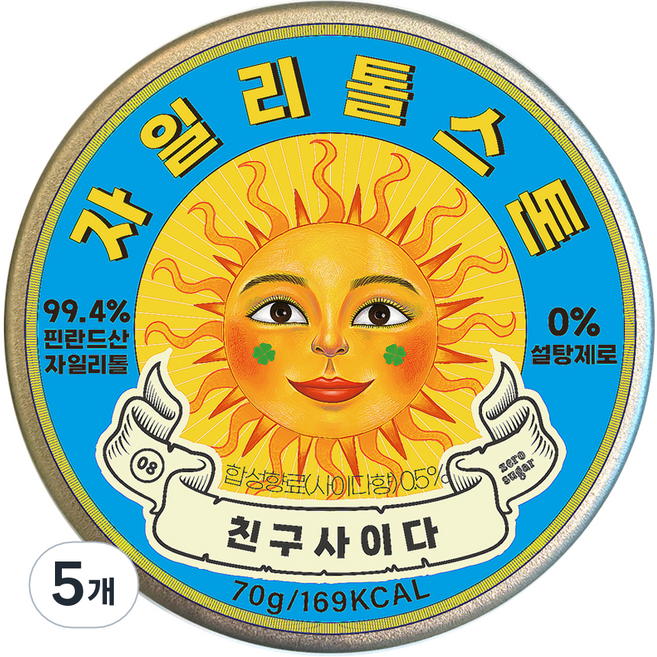 자일리톨스톤 사탕 친구사이다, 70g, 5개