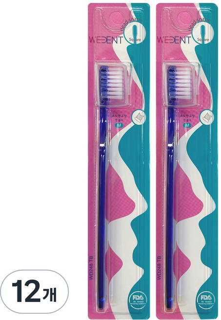 위덴 사각헤드 교정 일반모 칫솔 네이비 M, 1개입, 12개