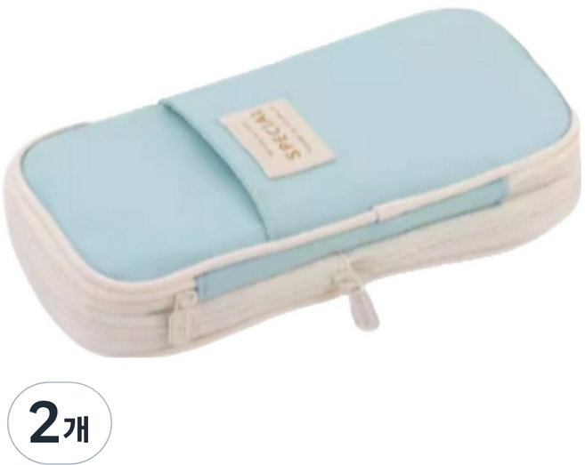 ANGOO Eopu 高中生 大學生 上班族 粉彩感性鉛筆盒, 2個, 奶油藍