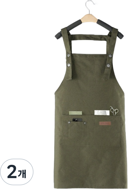 스토리빙 바리스타 H형 방수 앞치마, 카키, 2개