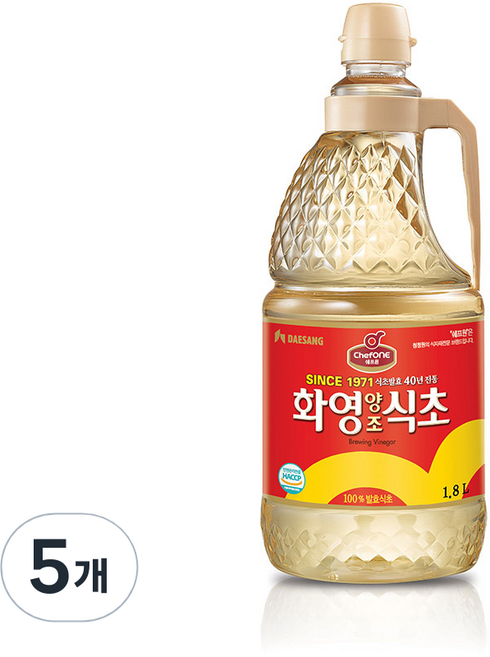 대상 쉐프원 화영2배양조식초, 5개, 1.8L