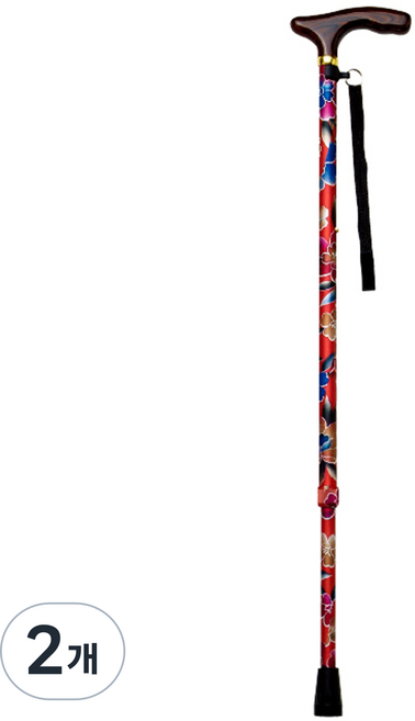 이치고이치에 플라워 고급 조절식 지팡이 AS-70RE, 레드, 2개