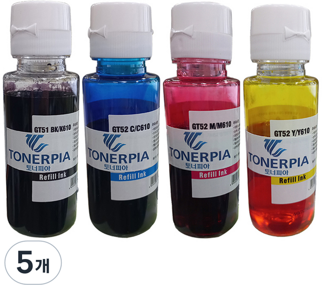 토너피아 삼성 프린터 호환잉크 K610 + C610 + M610 + Y610 세트, Black, Cyan, Magenta, Yellow, 5개