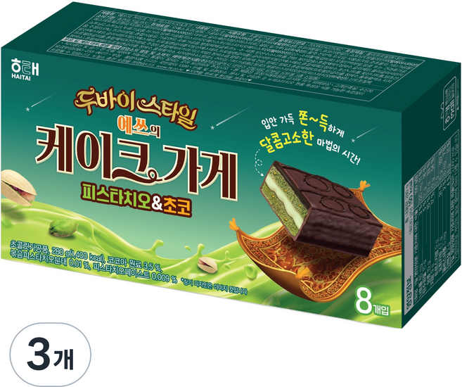 오예스 예쓰의 케이크가게 두바이 피스타치오 & 초코, 280g, 3개