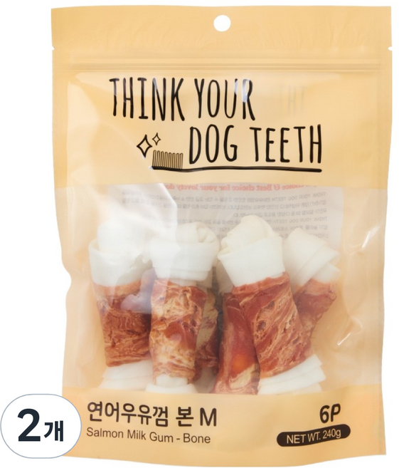 띵크유어도그티 강아지 딩고껌 중형 6P, 연어, 240g, 2개