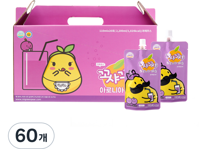 꼬샤꼬샤 아로니아배즙 스파우트빨대형, 110ml, 60개