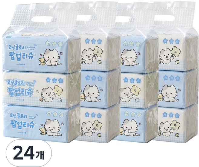 모닝글로리 팝업 티슈 3겹, 24개, 110개입