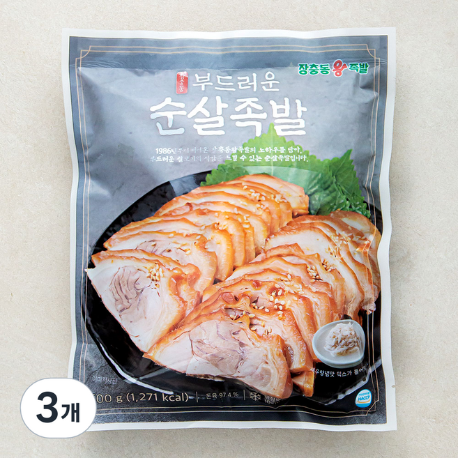 장충동왕족발 부드러운 순살족발, 500g, 3개