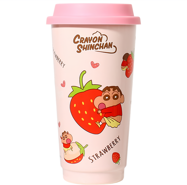 MTuTU 萌兔兔 蠟筆小新 高逸陶瓷馬克杯 560ml, 粉色, 1個