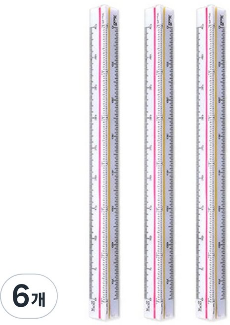 블루마토 삼각스케일자 15cm, 6개, 혼합 색상