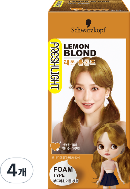 FRESHLIGHT 富麗絲 FRESHLIGHT泡泡染髮劑, 檸檬亞麻色, 4盒