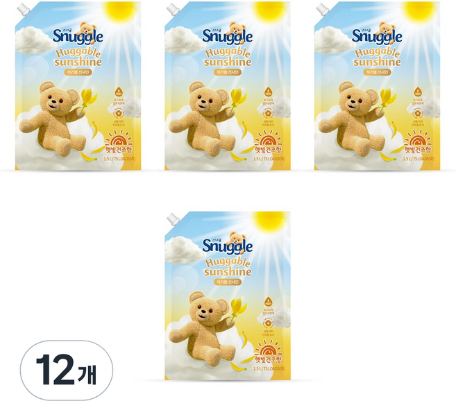 스너글 햇빛건조향 섬유유연제 허거블 선샤인, 1.5L, 12개