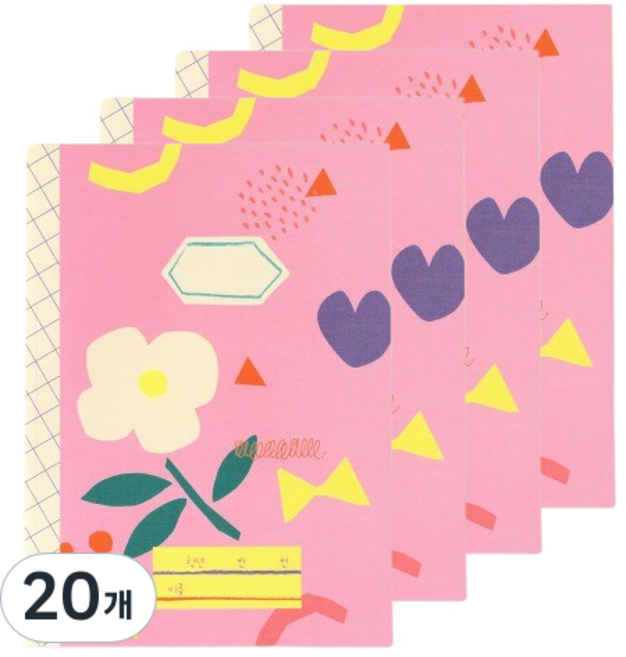 샤랄라 넓은줄 노트 초등1-3, 혼합색상, 20개