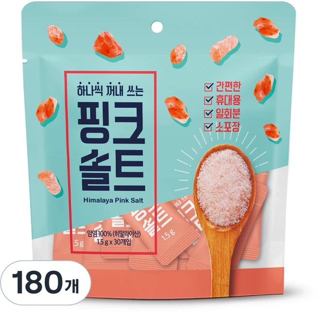 씨에스포라이프 하나씩 꺼내쓰는 오리지날 내추럴 크리스탈 핑크솔트 로즈, 1.5g, 180개 - 쿠팡