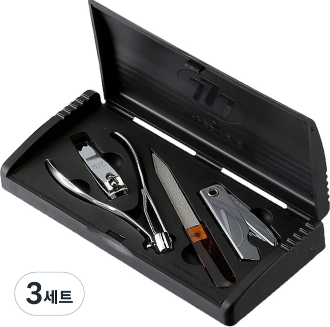 THREE SEVEN 刀型指甲剪4件組, 黑色, 3套