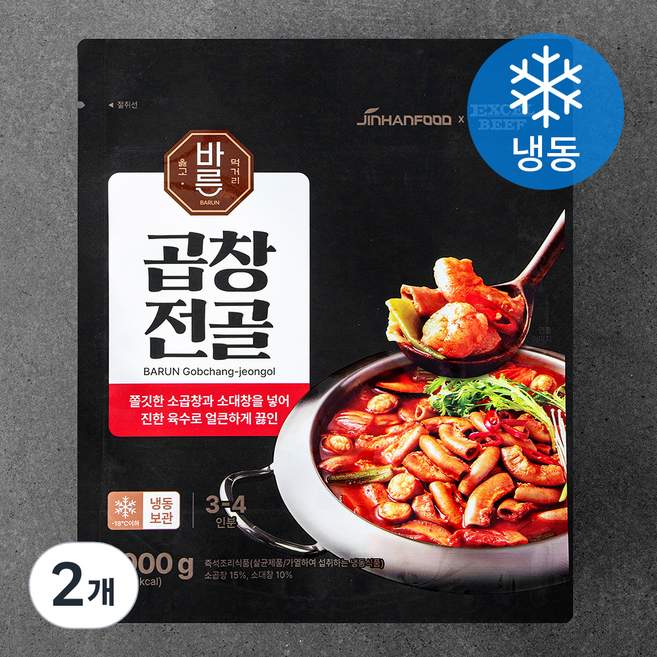 바른 곱창전골 (냉동), 1kg, 2개