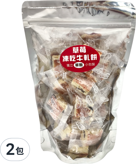 品鮮生活 鮮果雪花餅 草莓, 200g, 2包