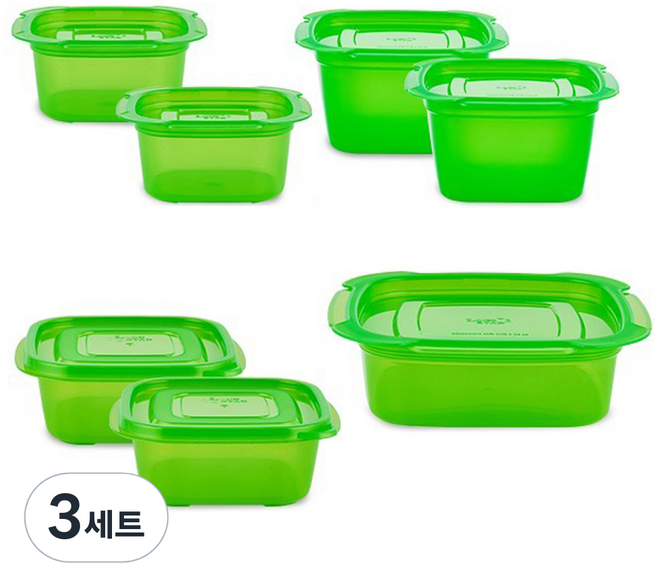 락스타 신선 밀폐용기 7종 세트, 밀폐용기 290ml 2p + 780ml 2p + 900ml 2p + 1600ml, 3세트