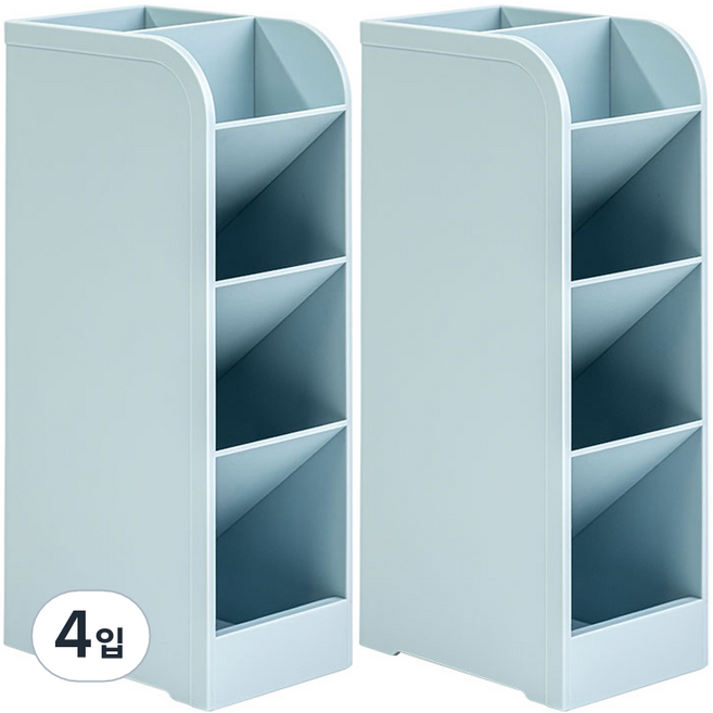 델리 데스크 오거나이저 5칸 분리 사선꽂이 정리함 8938-0, 밀크블루, 4입