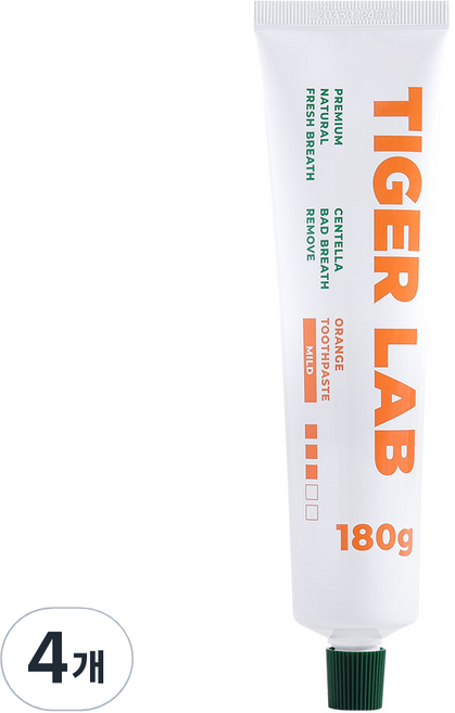 타이거랩 시카 치약 마일드 오렌지, 180g, 4개