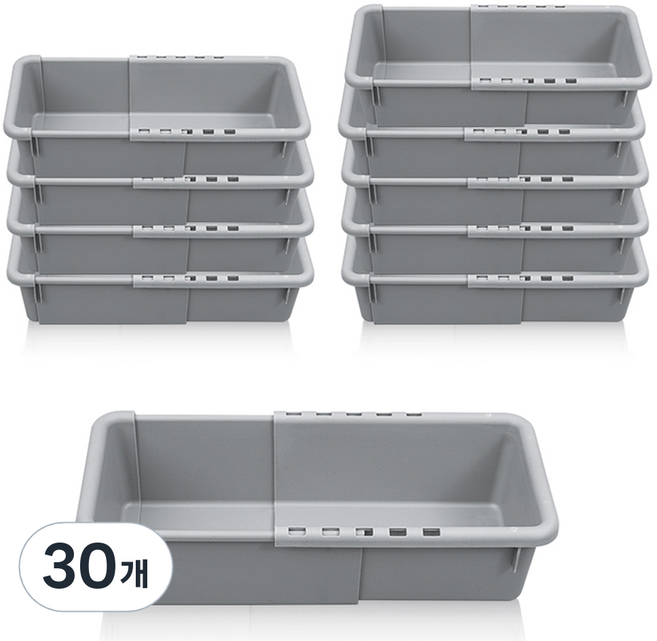 올유리빙 길이조절 바스켓, 그레이, 1호, 30개