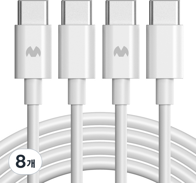 구스페리 c타입 to c타입 60W 고속 충전 케이블, 3m, 화이트, 8개