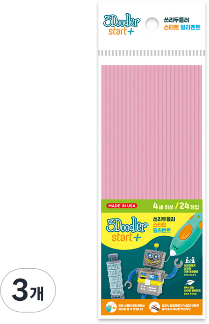 3Doodler Start Plus 線材, 粉紅色, 3個