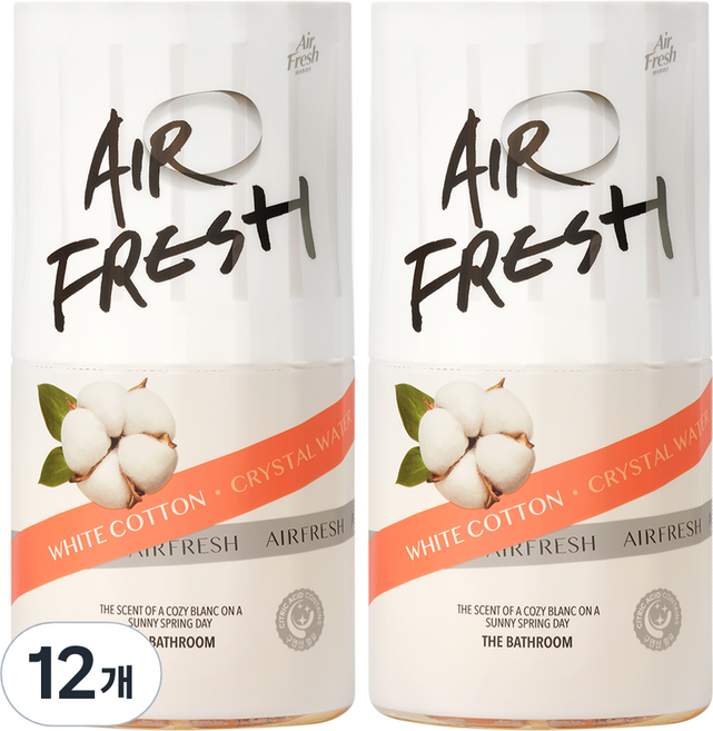 에어후레쉬 크리스탈워터 화장실용 탈취제 본품, 400ml, 12개, 화이트코튼향
