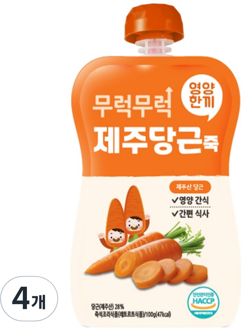 이유케어스 무럭무럭 키즈죽, 제주당근, 4개, 100g