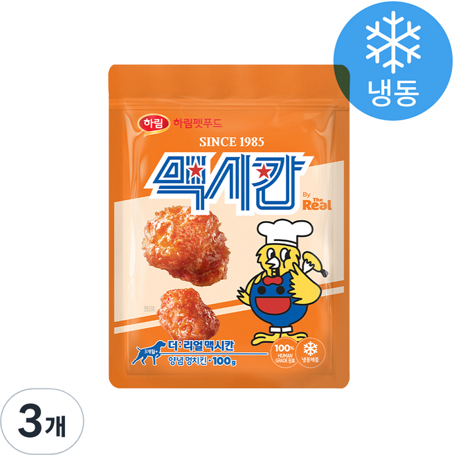 맥시칸 더리얼 강아지 하림펫푸드 맥시칸 양념 멍치킨 (냉동), 100g, 3개, 치킨맛