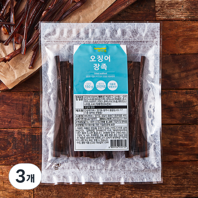 바다원 오징어 장족, 150g, 3개