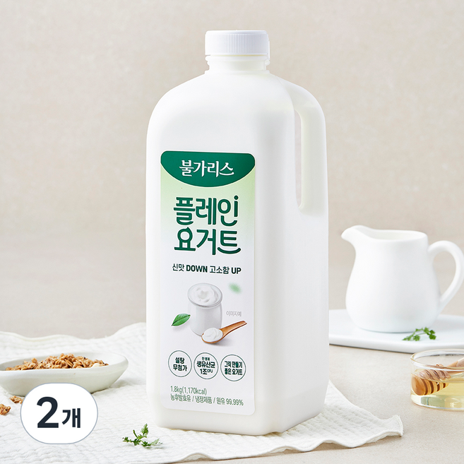 남양유업 불가리스 플레인 요거트, 1.8kg, 2개, 1개입