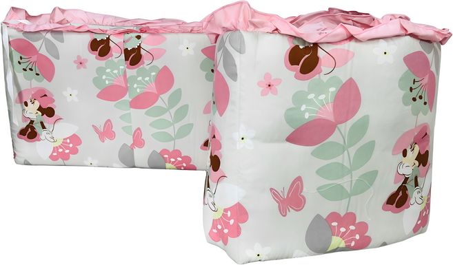 Disney 迪士尼 米妮系列 純棉嬰兒床護圈/嬰兒床防撞護圍 迪士尼正版授權 台灣製, 粉色