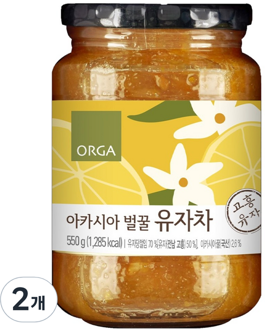 올가홀푸드 아카시아 벌꿀 유자차, 550g, 2개