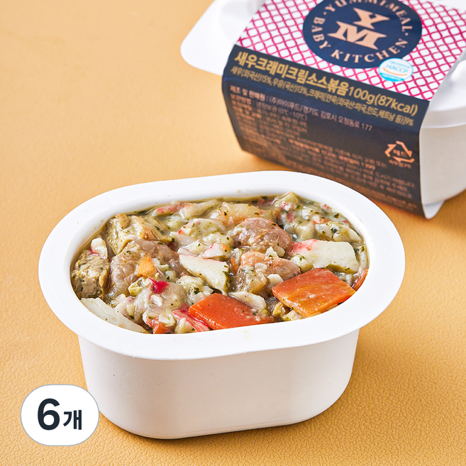 얌이밀 새우 크래미 크림소스 볶음, 100g, 6개