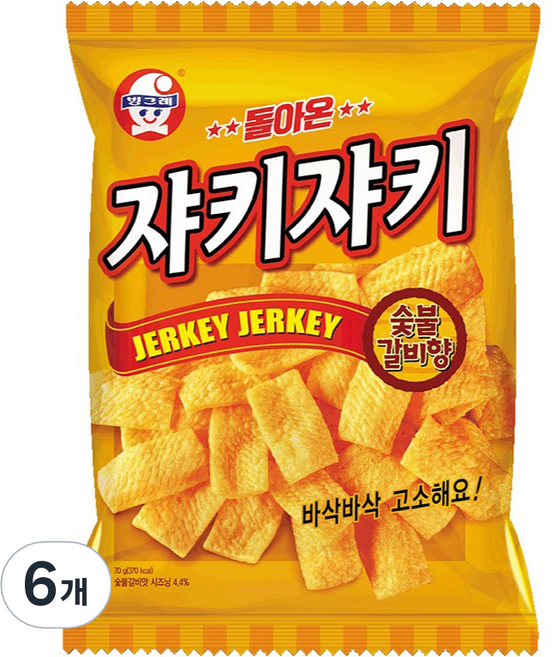 쟈키쟈키 빙그레 숯불갈비향, 70g, 6개