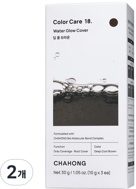 차홍 워터 글로우 커버 염모제 3P, 딥 쿨 브라운, 2개