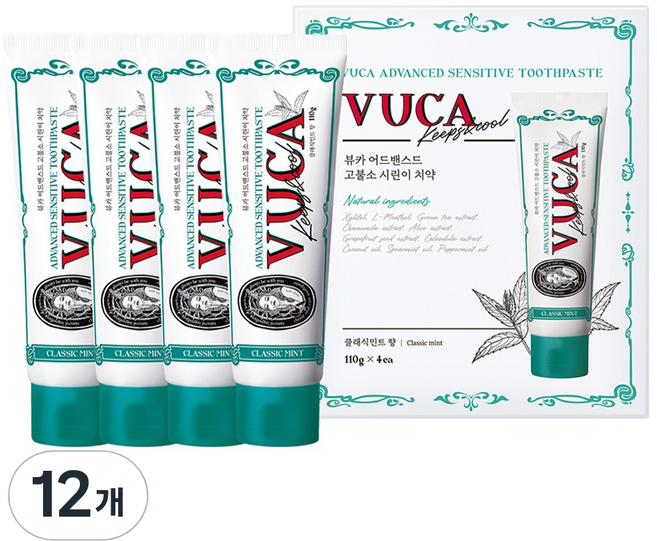 뷰카 어드밴스드 고불소 시린이 치약 클래식민트향, 110g, 12개