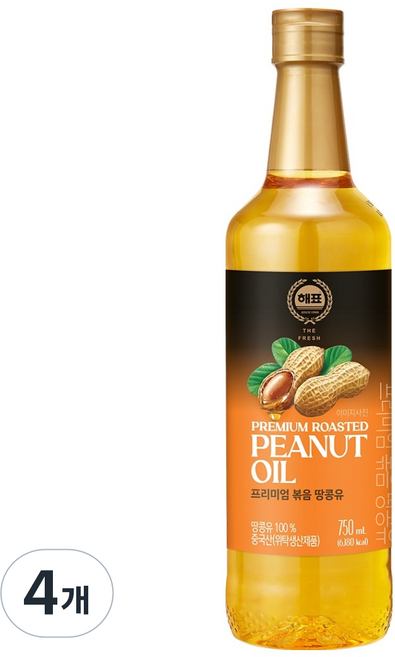 해표 프리미엄 볶음 땅콩유, 750ml, 4개