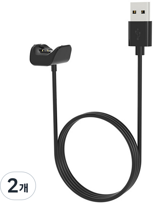 루아러블 갤럭시 핏2 전용 충전기 크래들 케이블 1m, 블랙, 2개